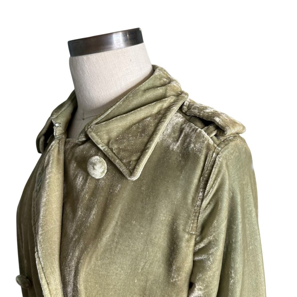 SCOTCH & SODA Very Very Velvet Green Belted Trench Coat Jacket Women's Size S - Picture 6 of 10
